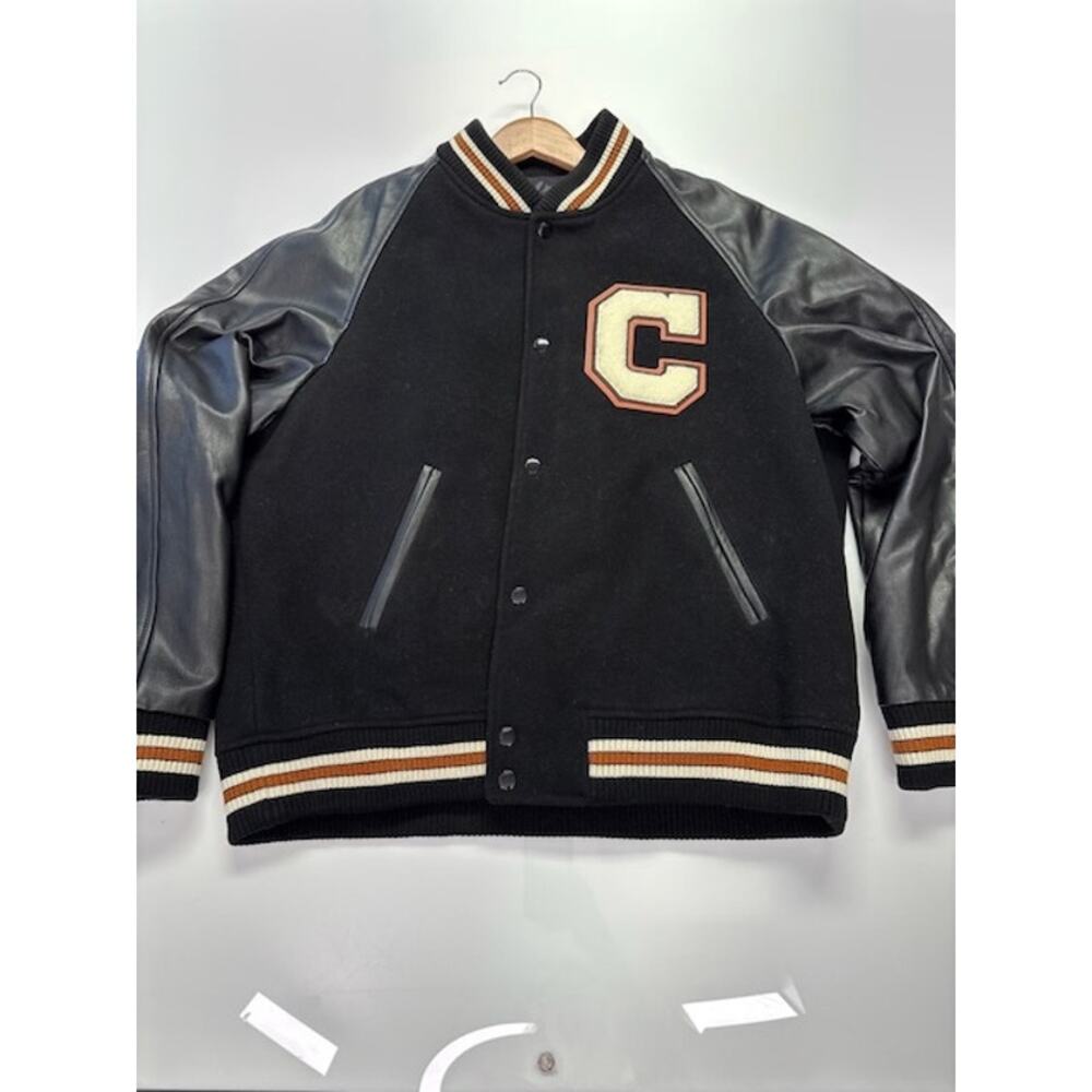 Coach Varsity Bomber Jacket Snap Button Front Logo Patch Black/Gray Mens Size XL - Picture 4 of 16